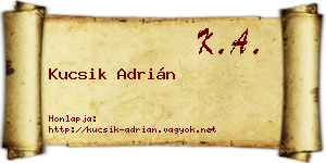 Kucsik Adrián névjegykártya
